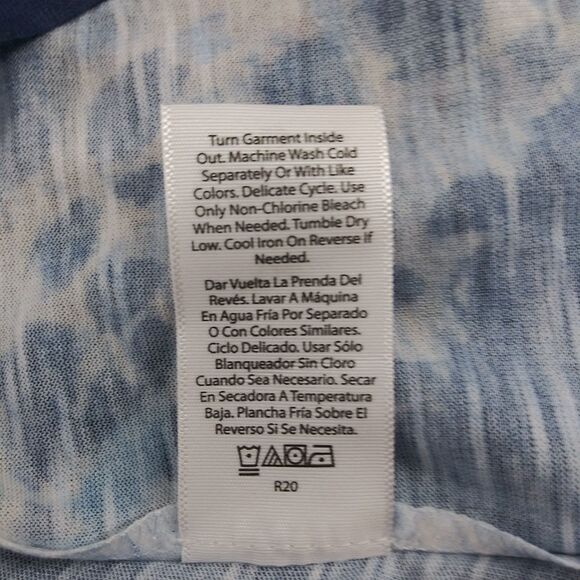 Time and Tru Shirt Womens Size XXL Blue Floral Beaded Long Sleeve Pullover Top - Picture 9 of 9